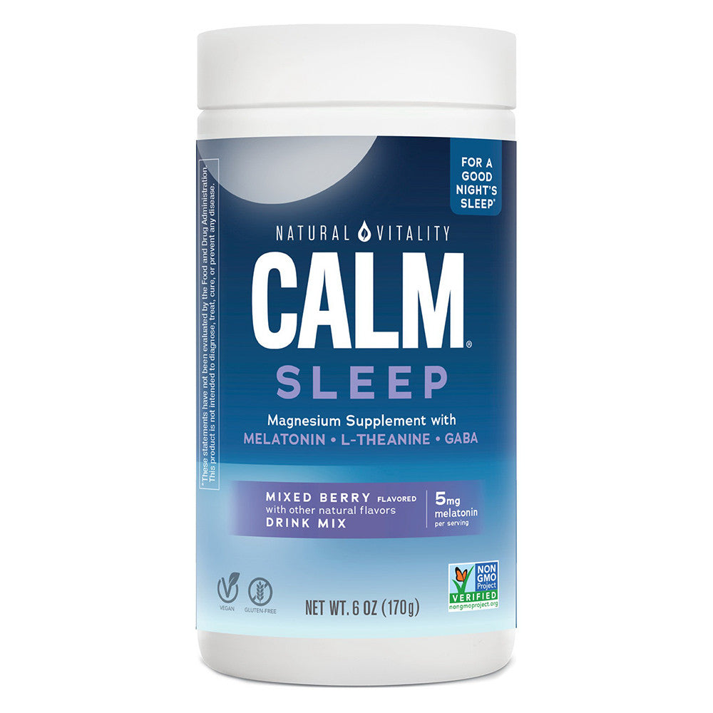 Natural Vitality Calm Sleep Aid Drink Mix With Magnesium And Melatonin, Mixed Berry Flavored, 6 Oz